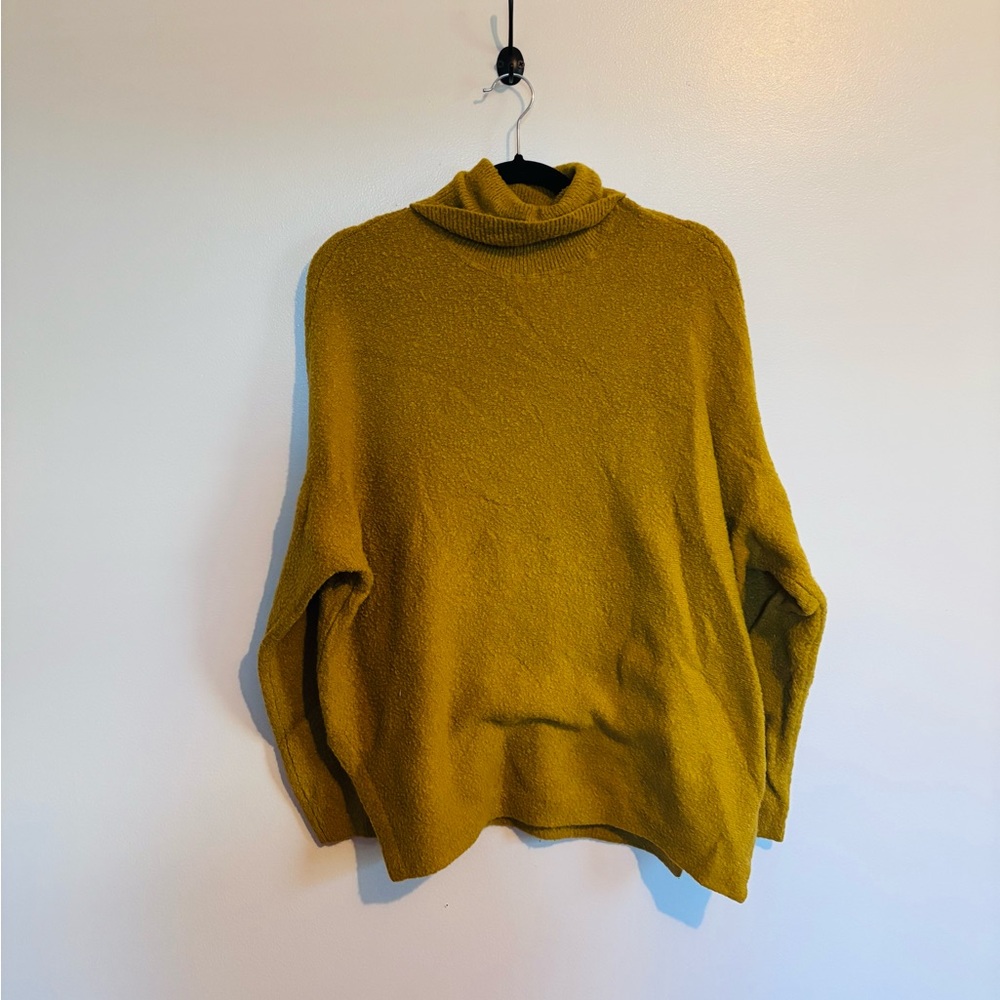 Lou & Grey mustard yellow batwing turtleneck oversized sweater size xs